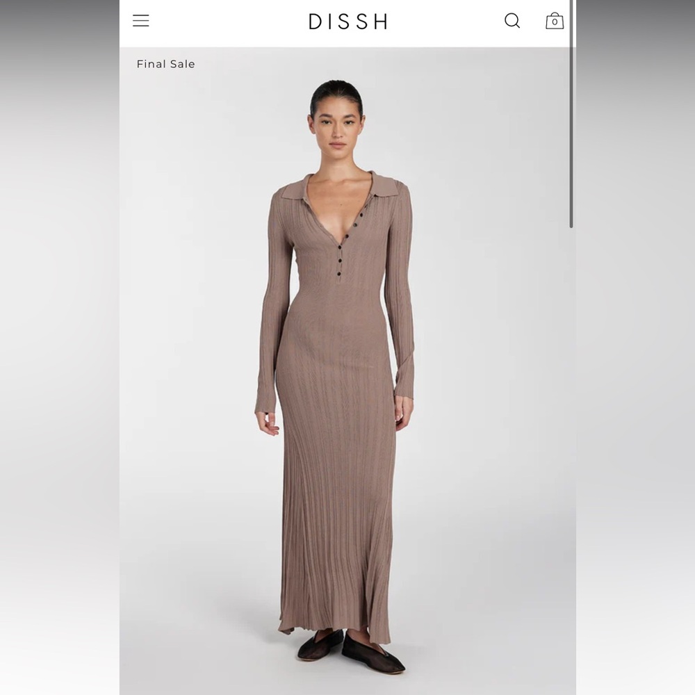 NWT SYLVIA TAUPE POLO KNIT MIDI DRESS